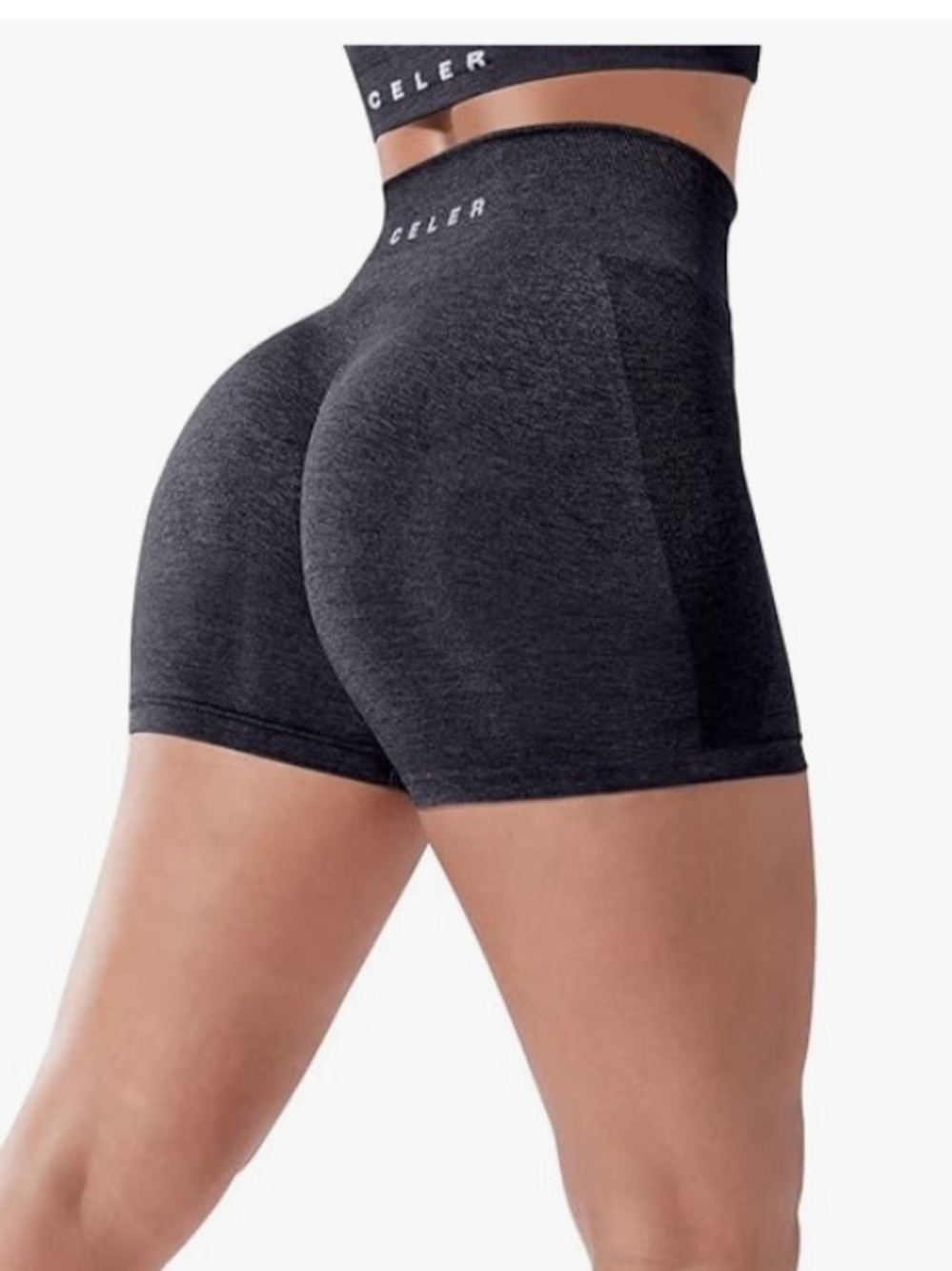 CELER Scrunch Shorts Charcoal Seamless High Waisted Gym Booty Lift Size Small